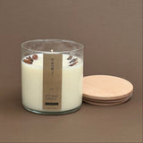 CINNAMON CANDLE IN GLASS VOTIVE WITH 2 WICKS