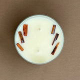 CINNAMON CANDLE IN GLASS VOTIVE WITH 2 WICKS