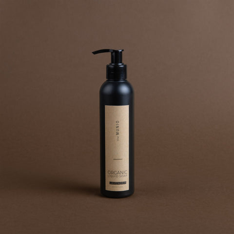LAVENDER ORGANIC LIQUID SOAP IN BLACK BOTTLE 200ML