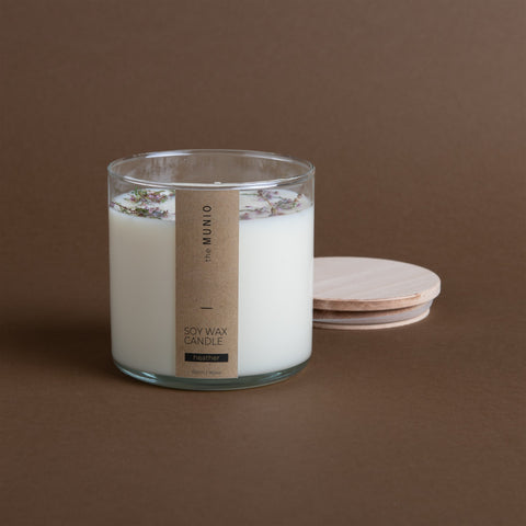 HEATHER CANDLE IN GLASS VOTIVE