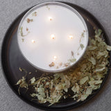 Linden flowers candle in glass votive with 5 cotton wicks