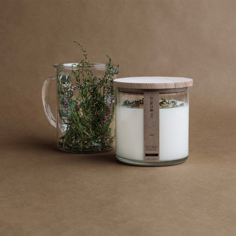 HEATHER CANDLE IN A GLASS VOTIVE