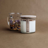 WILD FLOWERS CANDLE IN A GLASS VOTIVE WITH WOODEN WICKS